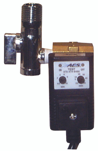 Air Compressor Sales Electronic Automatic Tank Drain Assembly, 1/4" #018BC0 - close-up view of the automatic drain valve with control panel and fittings for air compressor tanks.