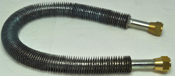 Air Compressor Sales Kellogg 321 Intercooler, 38325, Inner #01978C, metallic intercooler with corrugated hose and brass fittings.