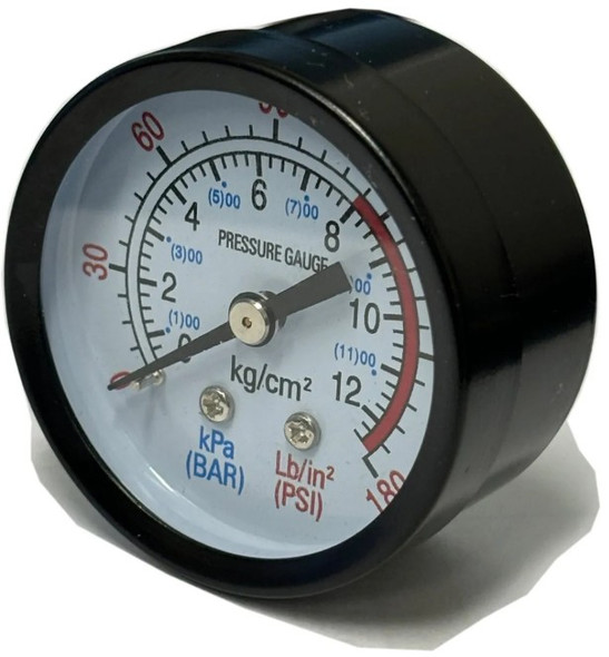 Big Pressure Gauge 2.0″ Face, 1/4" NPT Center Back-Mount, 180 PSI #01A48E