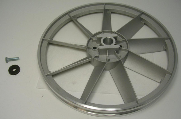 Chicago Pneumatic Air Compressor Pump Flywheel Kit #048CE3, grey metal flywheel with multiple spokes and central hub.