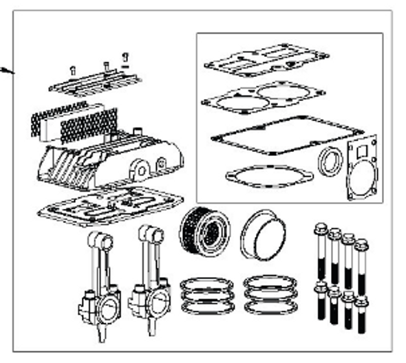 755H Air Compressor Pump Overhaul Kit with 019-0329 Filter Element #05A912