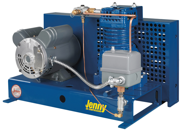 Jenny Baseplate-Mounted Fire Sprinkler Air Compressor, 3/4 HP, 115V, Single-Phase #116444
