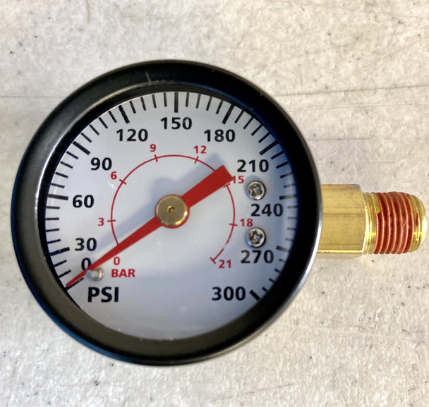 Pressure Gauge, Right-Mount, 1.5 IN 300 PSI Gauge 1/8