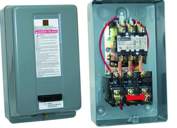 Air Compressor Sales 230V 1 Phase 40A, open electrical control box showing internal wiring and components.