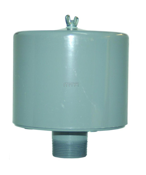 Air Compressor Sales Hollow-Style Air Filter Assembly, 1-1/2" MPT #0195EA with metal construction and threaded inlet for plumbing connection