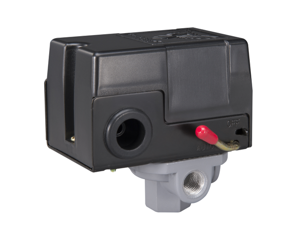 Pressure Switch, 135/175 PSI, 1/4" 4-Port, 90° Unloader Valve, On/Off Lever Switch #1166D4