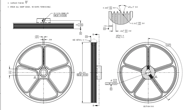 Air Compressor Pulley, Poly-V, 6.923" OD x 5/8" Bore #05AAC5
