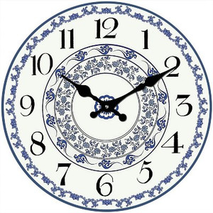 Blue Floral Clock 30cm