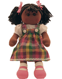 Hopscotch Doll Rhianna - Checked coloured dress with pink shoes.