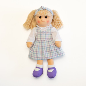 Hope - blue & purple gingham dressed 35cm doll