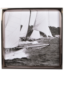 Vintage Yachts Photo in Silver Frame - 50 x 50cm