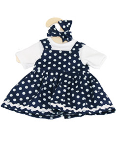 Hopscotch Doll Clothes - Navy & White Dress