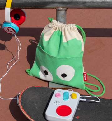 Mochila con cordón Hop verde: FABA+ Mochila con cordón Hop verde: FABA+