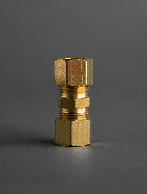 3/8 X 3/8 OD Brass Compression Union Coupling, 62-6