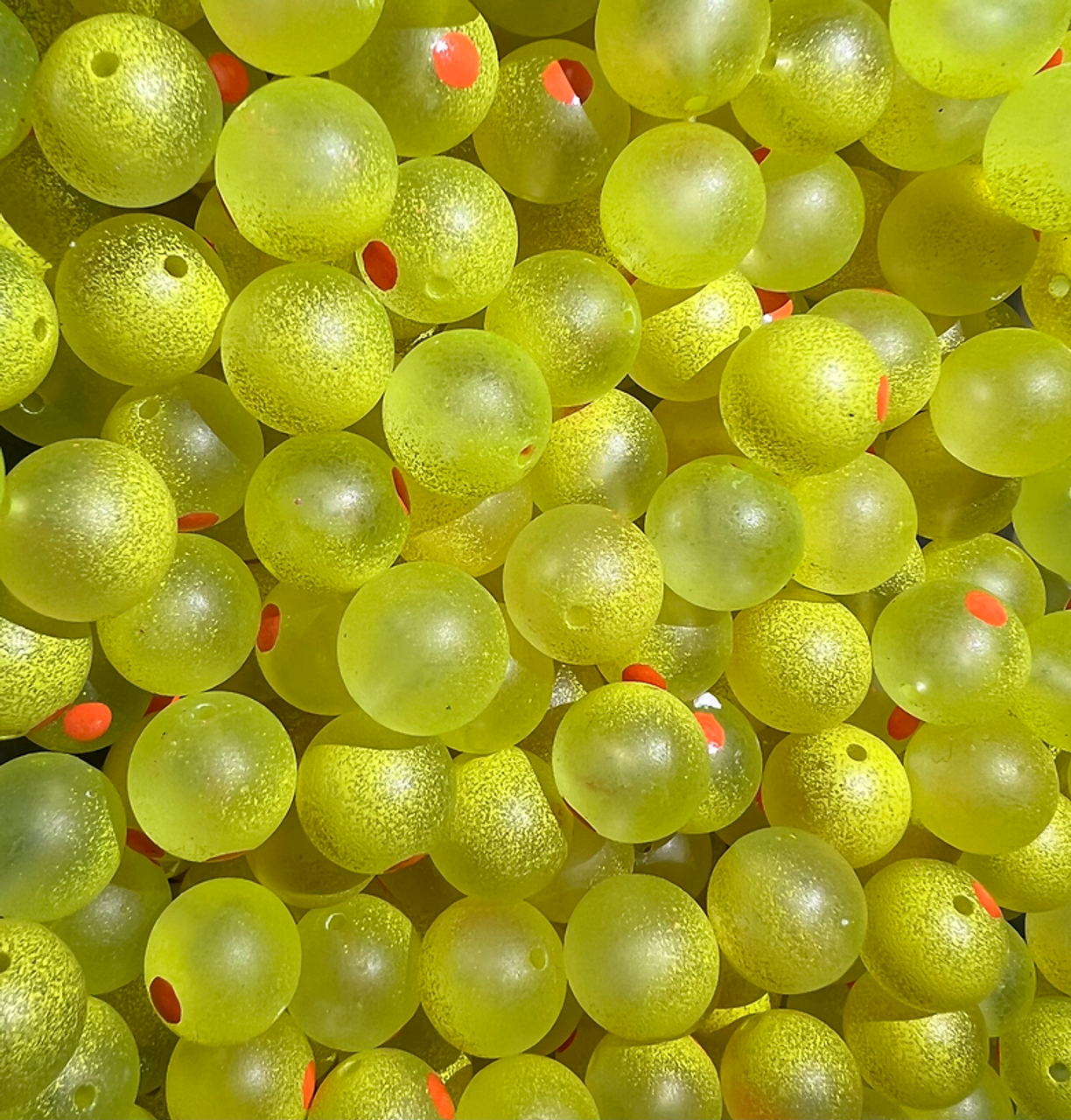 Fifty (50) 10mm round glow-in-the-dark green fishing rig beads