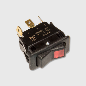 Rocker switch, self center, lighted red. Rocker switch, self center, lighted red.