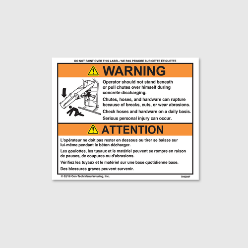 Warning! Operator Decal (French) ConTech Manufacturing