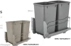 Rev-A-Shelf 53WC Series Undermount Soft Close Waste Containers - Silver | Double 27 Qt | 53WC1527SCDM217