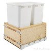 Rev-A-Shelf 4VLWCSC 17-1/2" Maple Bottom Mount Waste Pullout with 2-50 Quart White Bins Soft-Close, 4VLWCSC-2150DM-2 | 4VLWCSC2150DM2