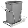 Rev-a-Shelf Pullout Waste Containers - Silver/Chrome | 10-5/8" (270mm) W x 22" (559mm) D x 19-1/4" (489mm) H, Single 35 qt. with Rear Basket | RV12KD17CS