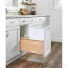 Rev-A-Shelf 4VL 11-1/2" Maple Bottom Mount Waste Pullout with 1-35 Quart White Bin Soft-Close, 4VL-1535DM-1-12, SINGLE 35 QT | 4VL1535DM112