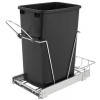 Rev-a-Shelf Pullout Waste Containers - Black/Chrome | 10-5/8" (270mm) W x 22" (559mm) D x 19-1/4" (489mm) H, Single 35 qt. with Rear Bracket | RV12KD18CS