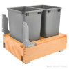 Rev-A-Shelf 4WCBM 17-1/4" Maple Bottom Mount Waste Pullout with 2-35 Quart Silver Bins Soft-Close/Soft-Open, | 4WCBM-21DM-2-12 | 4WCBM21DM212