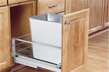 Rev-A-Shelf 5349 Single Door Mount Waste Containers - Silver