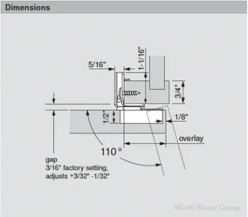 COMPACT BLUMOTION hinge, 1-3/8", 110°, with spring, mounting plate: for screwing on, boss: screw-on