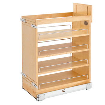 Rev-A-Shelf 448 Maple 11-3/4" 4-Shelf Base Cabinet Pullout Organizer with Soft-Close Slides, 448-BCSC-11C, 11", 11" (280 mm) x 21-5/8" (549 mm) x 25-1/2"-29-1/2" (648-749 mm) | 448BCSC11C