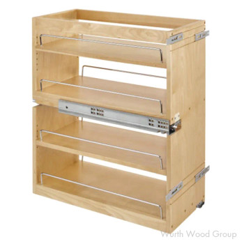 Rev-A-Shelf 449 Maple 10-1/2" 4-Shelf Base Cabinet Pullout Organizer with Soft-Close Slides, 449-BCSC-10C, 10" | 449BCSC10C