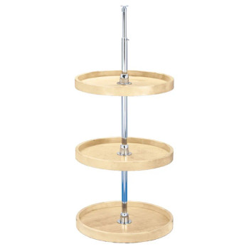 Rev-A-Shelf 4WLS-073 18" D Maple Full Circle Lazy Susan Independently Rotating 3 Tray Set with Hardware, 4WLS073-18-536 | 4WLS07318536