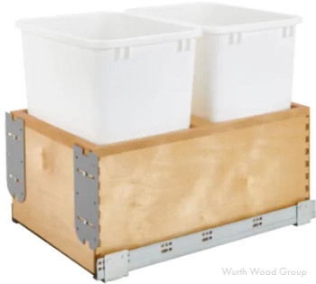 Rev-A-Shelf 4WCWM Series x Single Bin Bottom Mount Waste Container Pullout with Soft-close Full extension Slides, WURWC-SGL15-24, SNGL 35/50QT | PROWCSGL15
