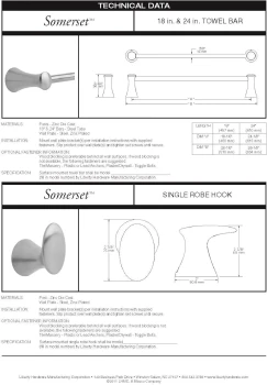 Liberty Hardware Somerset Single Robe Hook, Satin Nickel | 139571