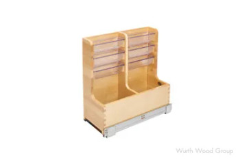 Rev-A-Shelf 441 Maple 8-3/4" 4-Shelf Base Cabinet Pullout Organizer with Soft-Close Slides, 441-12VSBSC-1 | 44112VSBSC1