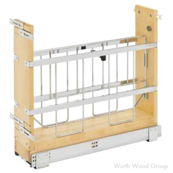 Rev-A-Shelf 447 Maple 5-1/4" Base Cabinet Tray Divider and Foil Wrap Organizer with Soft-Close Slides, 447-BCBBSC-5C, 5" | 447BCBBSC5C