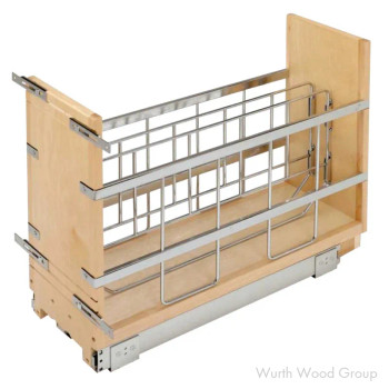 Rev-A-Shelf 447 Maple 8" Base Cabinet Tray Divider and Foil Wrap Organizer with Soft-Close Slides, 447-BCBBSC-8C | 447BCBBSC8C