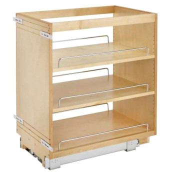 Rev-A-Shelf 448 Maple 14" 3-Shelf Base Cabinet Pullout Organizer with Standard Slides, 448-BC-14C, 14"W x 22 1/2"D x 25 1/2"H | 448BC14C