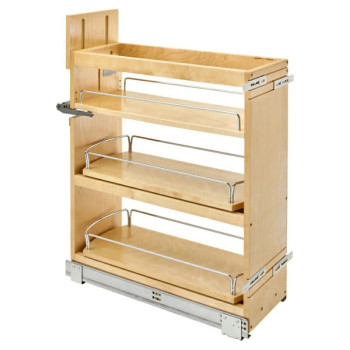 Rev-A-Shelf 448SW Maple 8-3/4" 4-Shelf Pullout Organizer with Soft-Close Slides, 448SW-BCSC-8C, 8" | 448SWBCSC8C