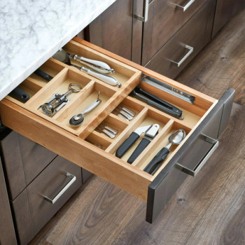 Rev-A-Shelf 4WTCD Series 19-1/2"W Maple Cutlery Drawer Soft-close Full extension Slides, Door Mount - 4WTCD-495HFLSC-1 | 4WTCD495HFLSC1