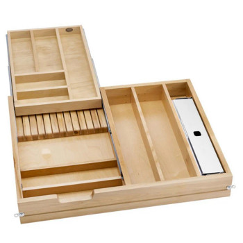 Rev-A-Shelf 4WTCD Series 28-1/2"W Maple Cutlery Drawer Soft-close Full extension Slides, Door Mount - 4WTCD-724HFLSC-1 | 4WTCD724HFLSC1