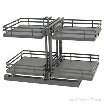 Rev-A-Shelf 53PSPE Two-Tier Blind Corner Kit for 18" Opening and Soft-close Full extension Slides Gray, Non-handed - 53PSPE-18SC-FOG | 53PSPE18SCFOG