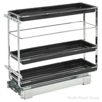 Rev-A-Shelf 548 Black 7-7/8" 3-Shelf Base Cabinet Pullout Organizer with Standard Slides, 548-BC-8C | 548BC8C