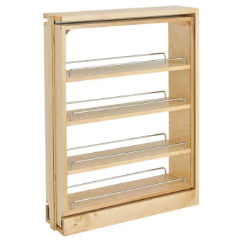 Rev-A-Shelf 432 Maple 6" 4-Shelf Base Cabinet Fillers with Soft-Close Slides, 432-BFBBSC-6C, 6"W x 23"D x 30"H | 432BFBBSC6C
