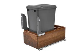 Rev-A-Shelf 4WC Series Bottom Mount Walnut Pull-Out Waste Container with Soft Close, 35 Quart | 4WCWN18DM2SC