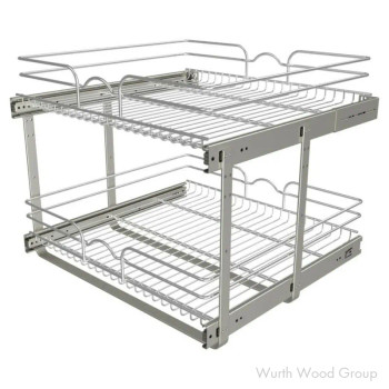 Rev-A-Shelf 5WB2 Chrome 23-3/4" 2-Shelf Pullout Organizer with Standard Slides, 5WB2-2422CR-1, 24" | 5WB22422CR1