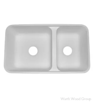 Wilsonart Double Offset Kitchen Reversible Sink No Overflow | Designer White | AD3016DW