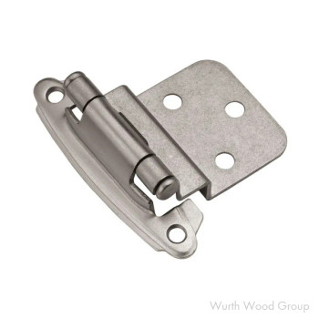 Hickory Hardware Self-Close 3/8" Inset Face Mount Hinge, Screw-on Satin Nickel - P243-SN | P243-SN