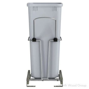 Rev-A-Shelf RUKD 9-3/8" Chrome Bottom Mount Waste Pullout with 1-32 Quart Grey Bin Standard, RUKD-932-1 | RUKD9321