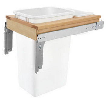 Rev-A-Shelf 4WCTM 15" Maple 1-50 Quart Top-Mount Waste Pullout with White Bin and Standard Slides, 4WCTM-1850DM-1, 15"W x 23 1/4"D x 21 3/4"H | 4WCTM1850DM1